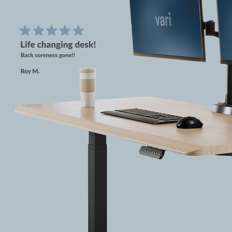 roy m says life changing desk back soreness gone under a five star rating with a standing desk image number null