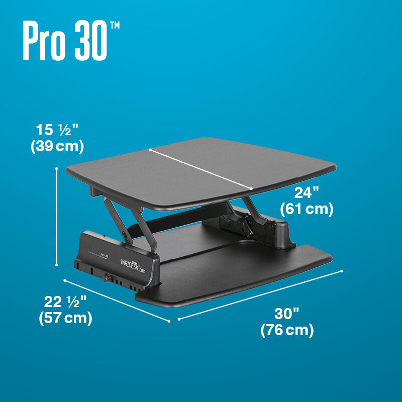 VariDesk Pro 30 Black depth of desk base is 22 and a half inches deep image number null