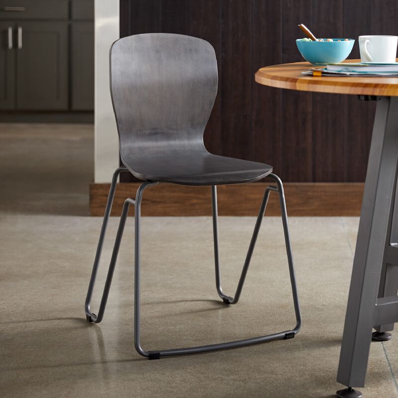 Wood Chair in Dark Gray in office image number null