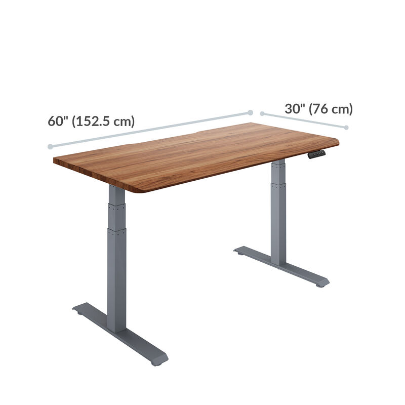 solid wood electric standing desk with a length of sixty inches and thirty inches deep image number null