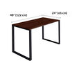 Essential Desk 48x24 Two Leg in rose wood is 48 inches wide and 24 inches deep