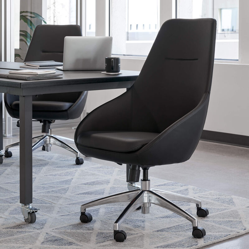 charcoal grey high  back chair shown in conference room setting image number null