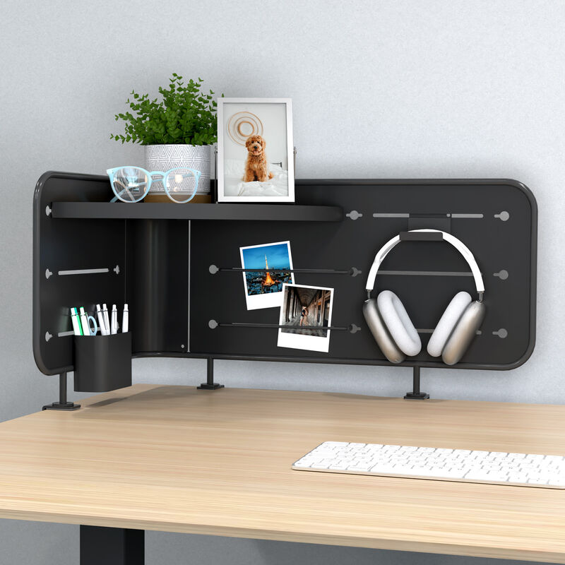 corner accessory panel installed on desk with several accessories image number null