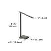 LED Task Lamp + Wireless Charger is 14.8 inches tall, 4.8 inches deep, and 4.25 inches wide