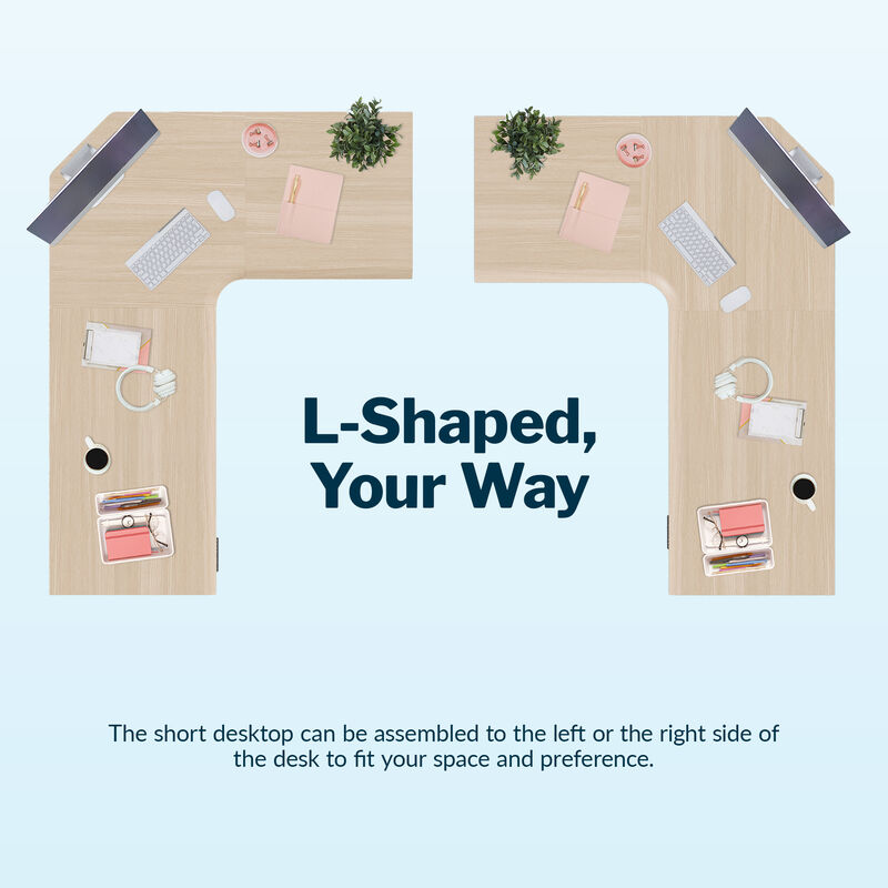 LShape 80x60 can be assembled to the left or the right side of the desk to fit your space and preference. image number null