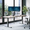 lowered desk in a home office setting