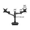 dual monitor arm 180 degree arm length is 6 and a quarter inches. 