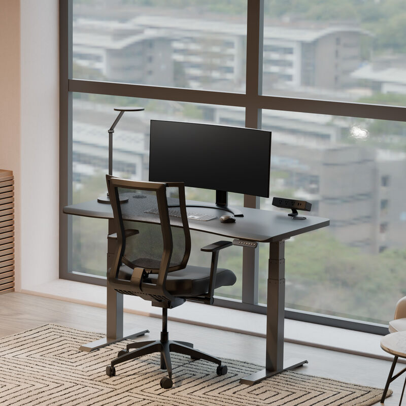 black finish standing desk in an office setting image number null