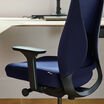 closeup of deep blue temper-pedic chair