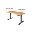 ergo electric standing desk is 54 inches long and has a depth of 26 inches