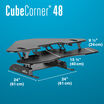 VariDesk Cube Corner 48 Black sit-stand desk converter base is 24 inches deep