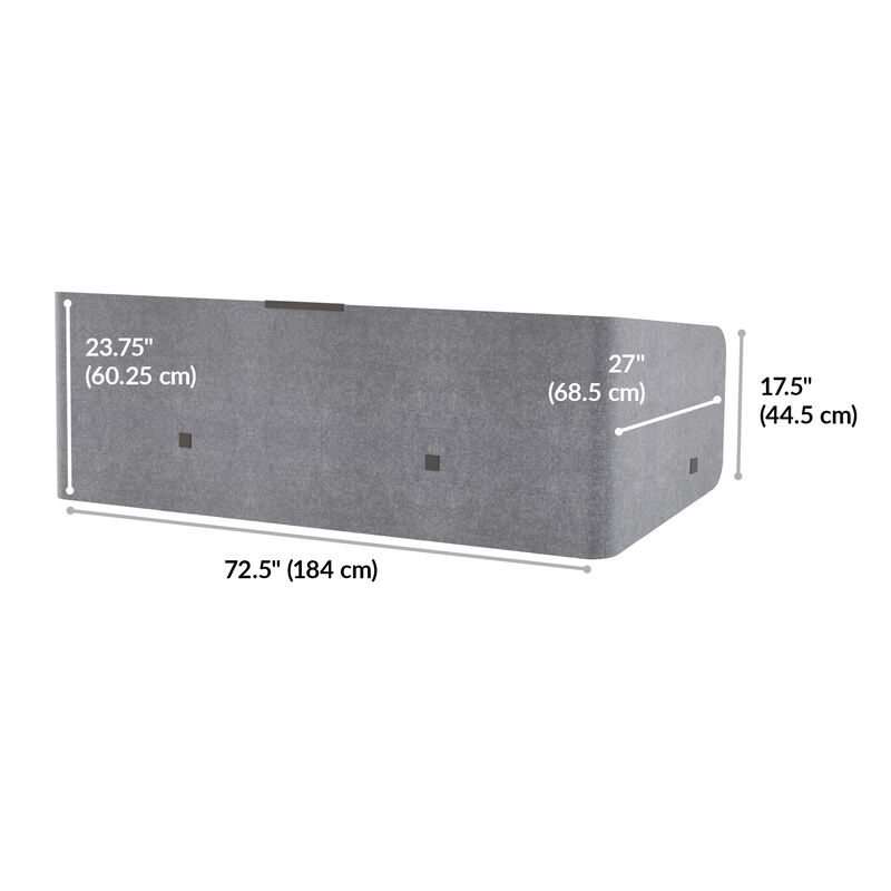 angle view of privacy desk surround 72 in light grey felt with dimensions image number null
