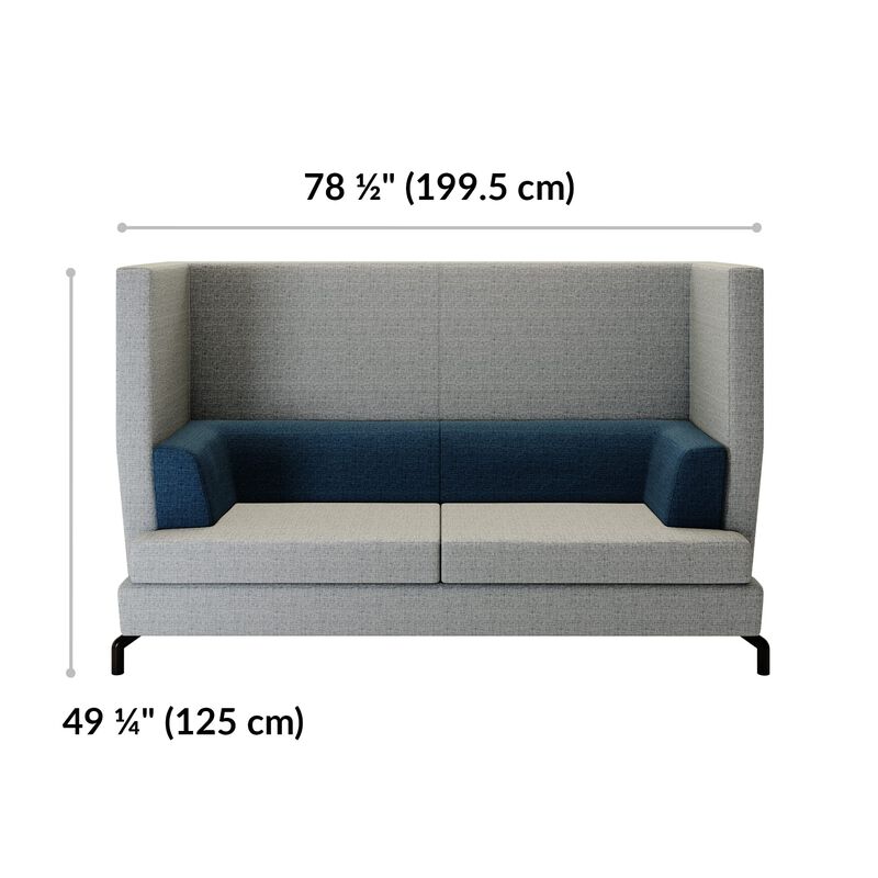 fabric high back sofa is 78 and a half inches wide and 49 and a quarter inches tall image number null