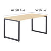 angle view of light wood table with measurements
