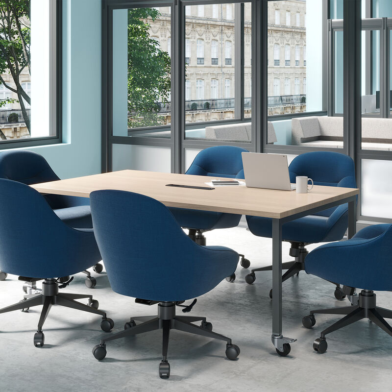 light wood conference table in workspace image number null