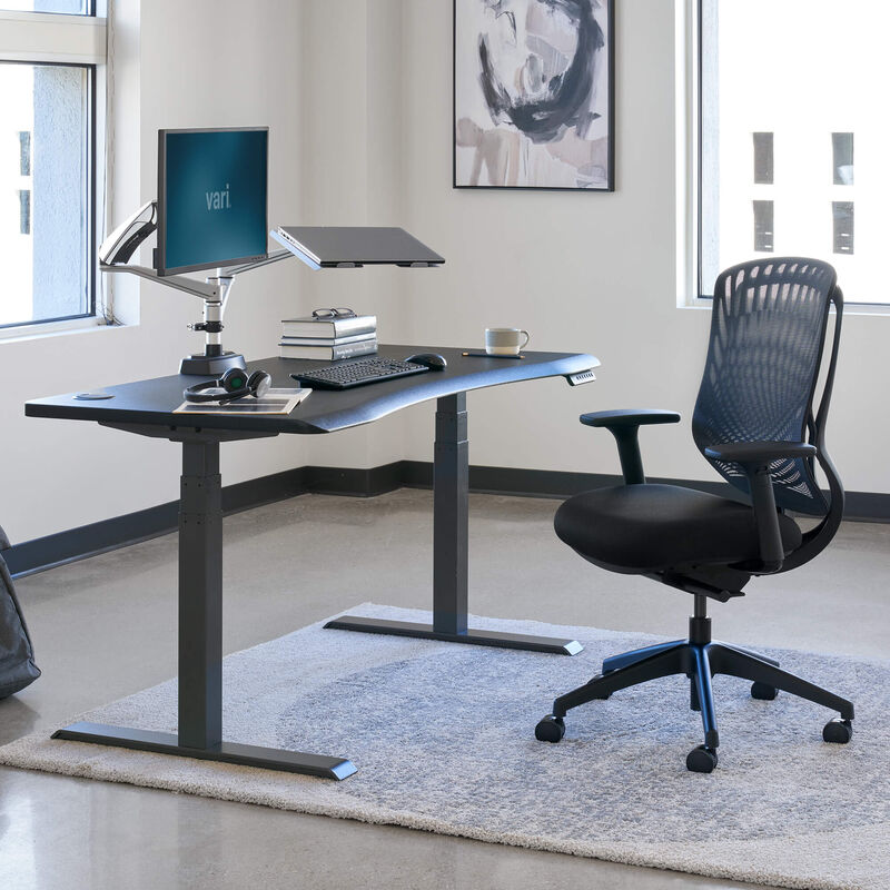 Curve Electric Standing Desk 60 by 30 in lowered position image number null