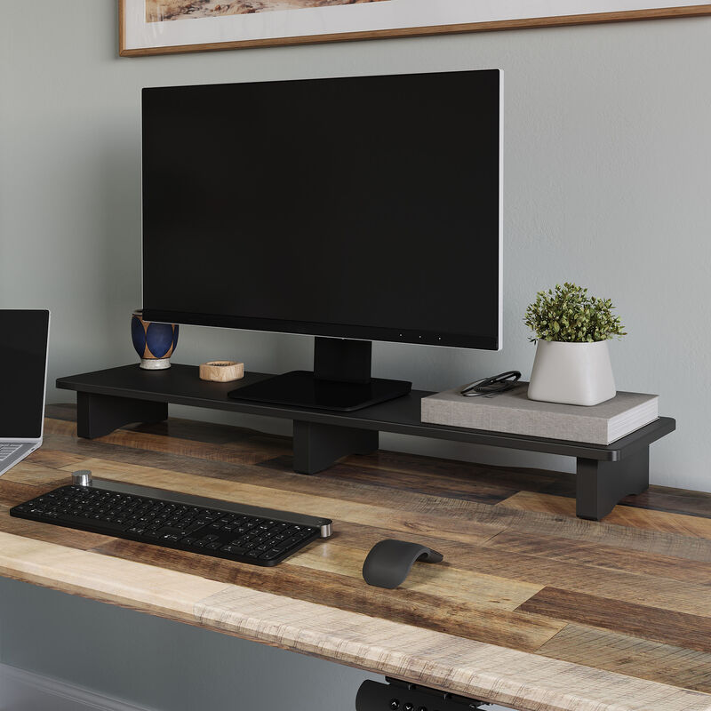 desk shelf with a monitor setup on top of it  image number null