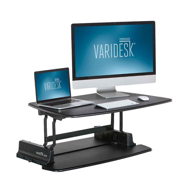 VariDesk Pro 36 Black sit-stand desk converter in raised position image number null
