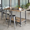 Standing Conference Table Reclaimed Wood in office shown with chairs