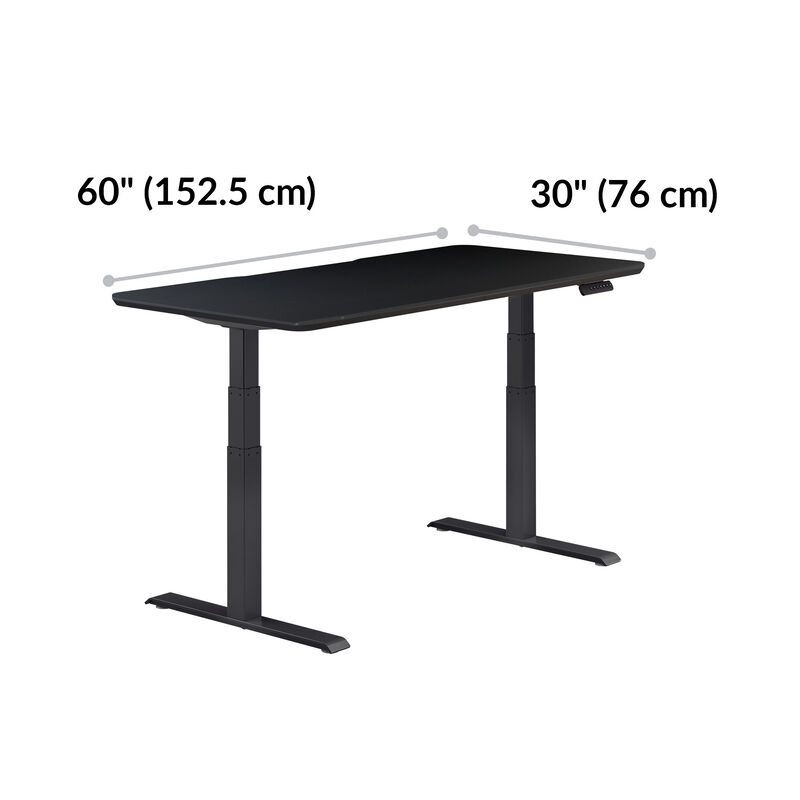 Electric Standing Desk 60x30 Black base is 30 inches deep and 60 inches wide image number null