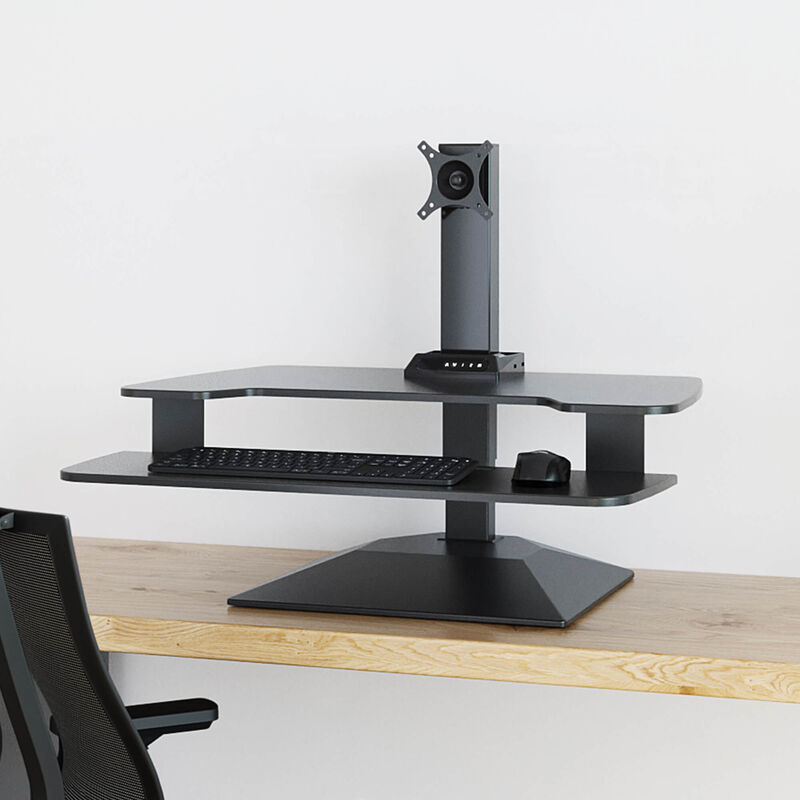 varidesk electric single monitor converter in black in a raised position straight on image number null