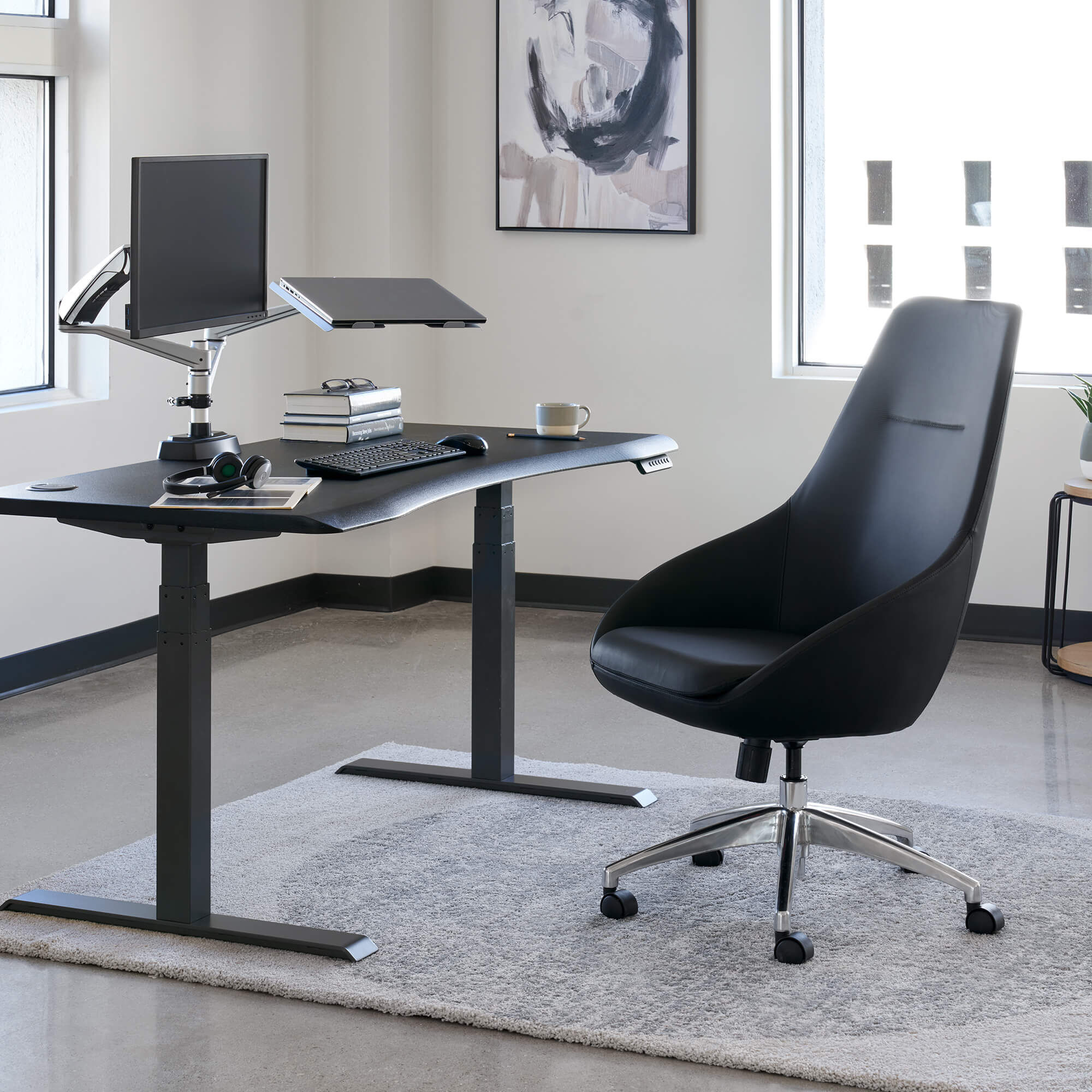 Gray high online back chair