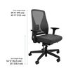 Dark Gray ergonomic office chair with mesh backrest and adjustable armrests, shown against a white background with labeled chair height range of 39 3/8" to 43 3/4" and seat height range of 16 3/4" to 21".