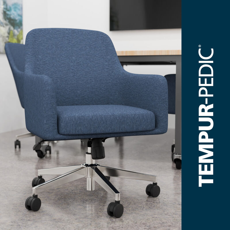 vari tempur pedic upholstered chair in an office setting with the words tempur pedic running down the right hand side of the image image number null