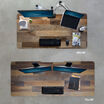 Overhead of view of the three electric standing desk sizes, forty-eight by thirty, sixty by thirty