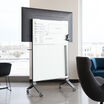 mobile media station displayed with glass marker board in use
