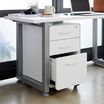 File Cabinet White under desk with bottom drawer open