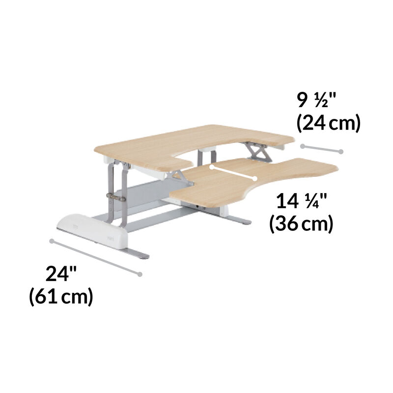 varidesk pro plus 36 light wood depth of desk base is 24 inches image number null