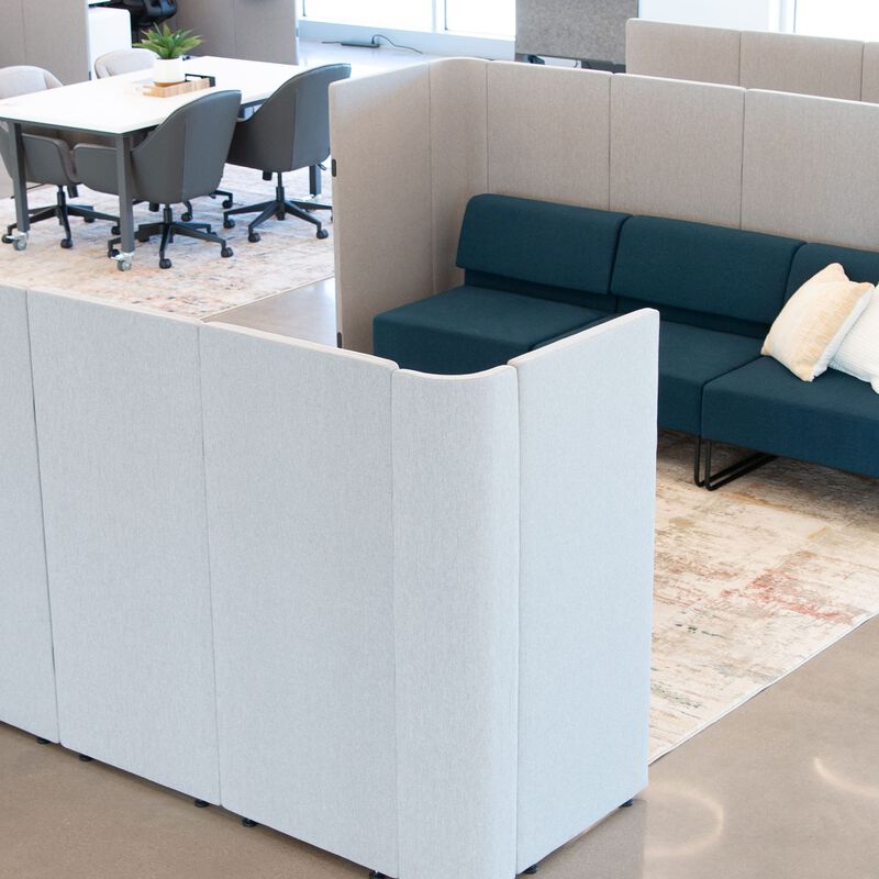 quickflex cube wall panels setup in a private, noise blocking configuration image number null