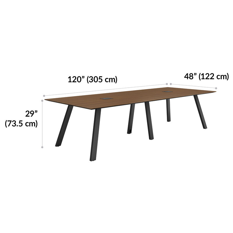 executive conference table in walnut finish with dimensions image number null