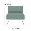 armless seat is 31 inches tall and 29 and a half inches wide