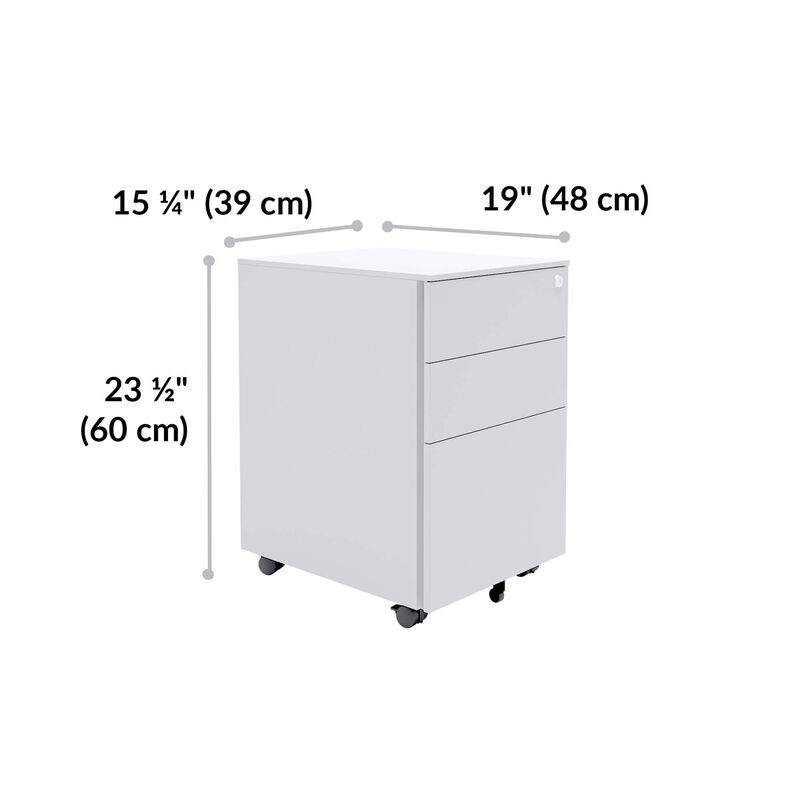 essential file cabinet is 23 and a half inches tall, 15 and a quarter inches wide, and 19 inches deep image number null