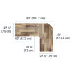 outside measurements are 27 and a half inches by 80 inches and 27 and a half inches by 60 inches. Inside dimensions are 52 inches by 32 and one quarter inches
