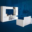 executive collection used to create modular storage in personal workspace on blue background