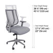 vari task chair seat height is 17 to 22 inches
