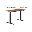 Electric Standing Desk 60x30 walnut is 30 inches deep and 60 inches wide