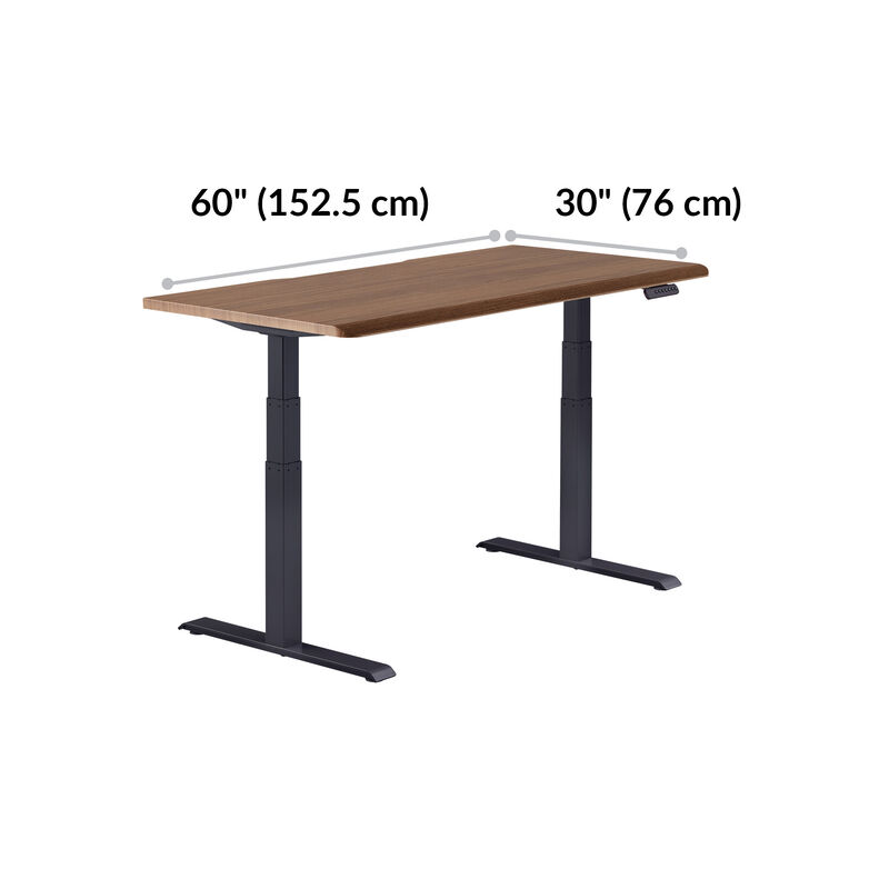 Electric Standing Desk 60x30 walnut is 30 inches deep and 60 inches wide image number null