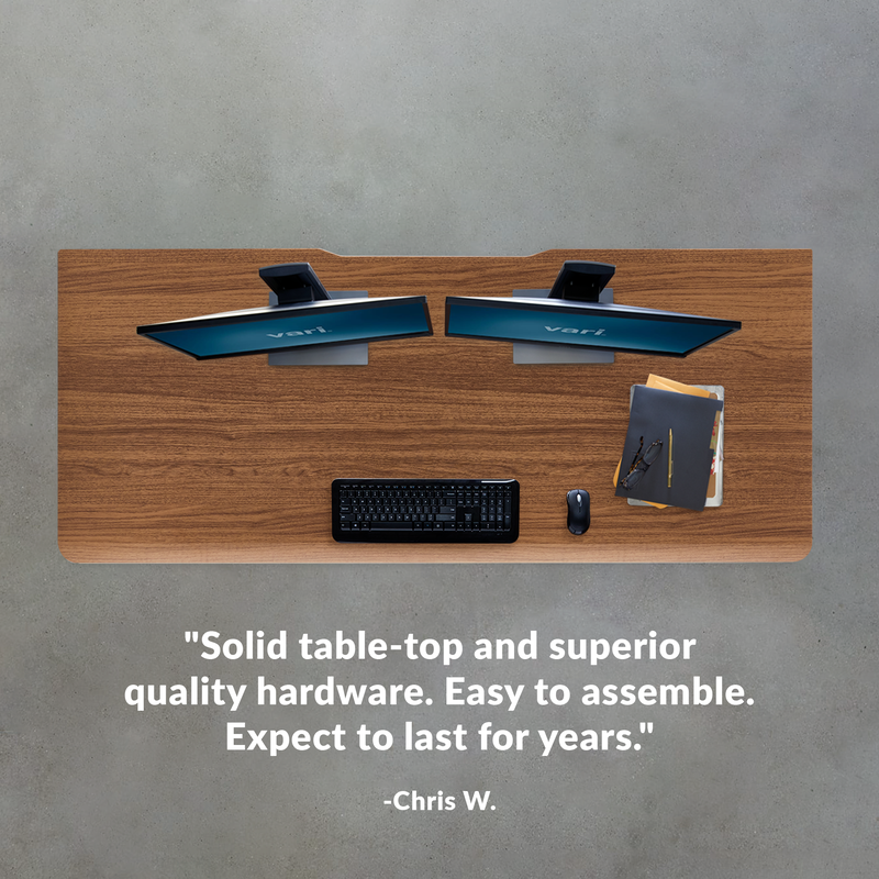 solid table top and superior quality hardware easy to assemble expect to last for year by chris w. under an overhead view of the desk image number null