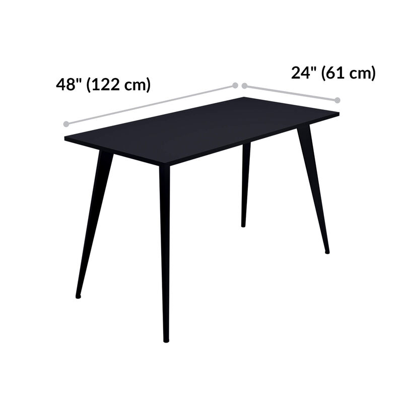 black essential desk 48 by 24 4 leg is 48 inches wide and 24 inches deep  image number null