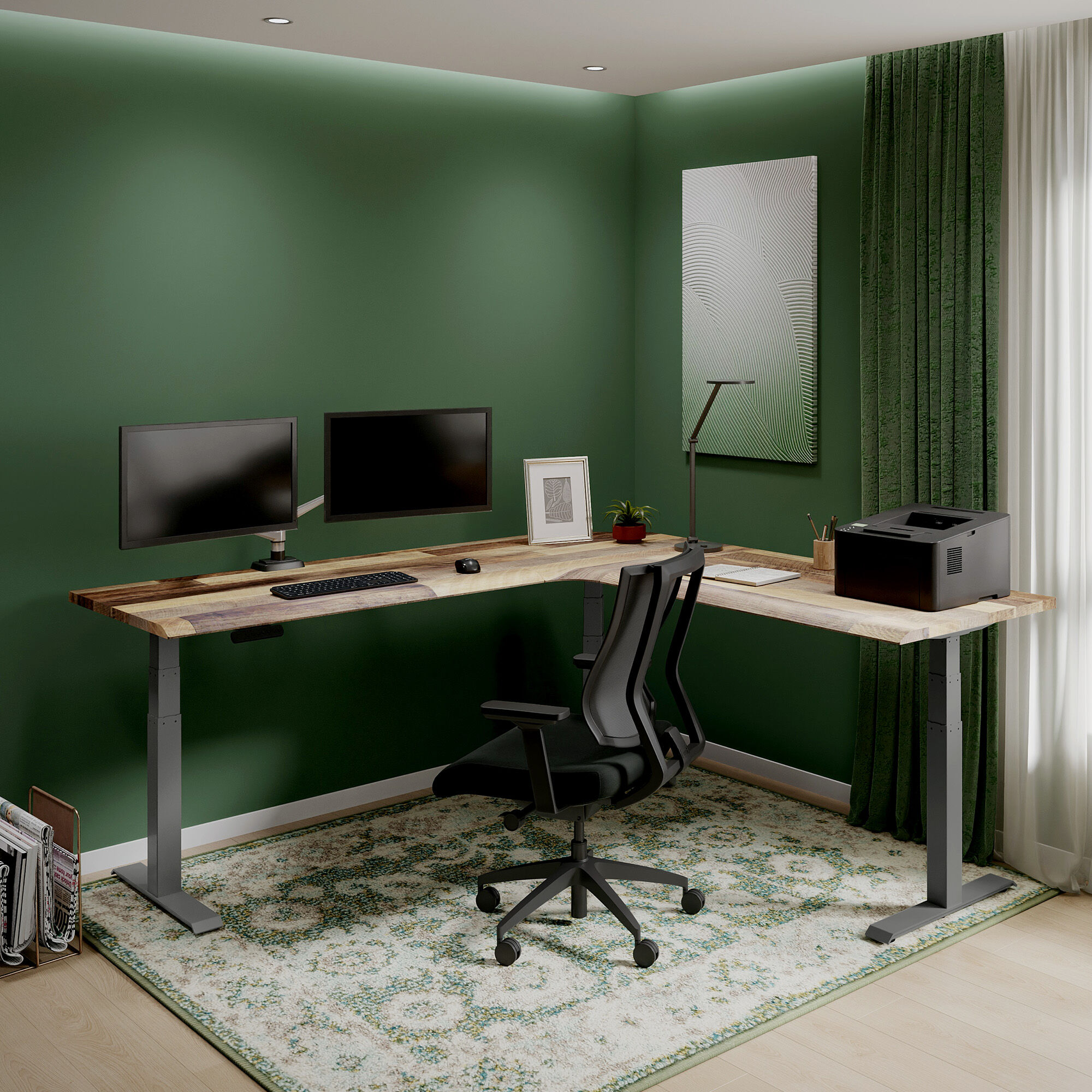 L-Shape Corner Electric Standing Desk 80x80 | Height Adjustable