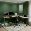 lowered l shape desk in reclaimed wood in an at home office setting 