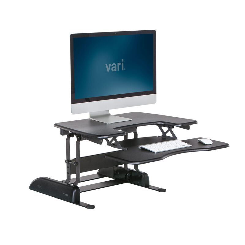 VariDesk Pro Plus 30 Black sit-stand desk converter in raised position image number null