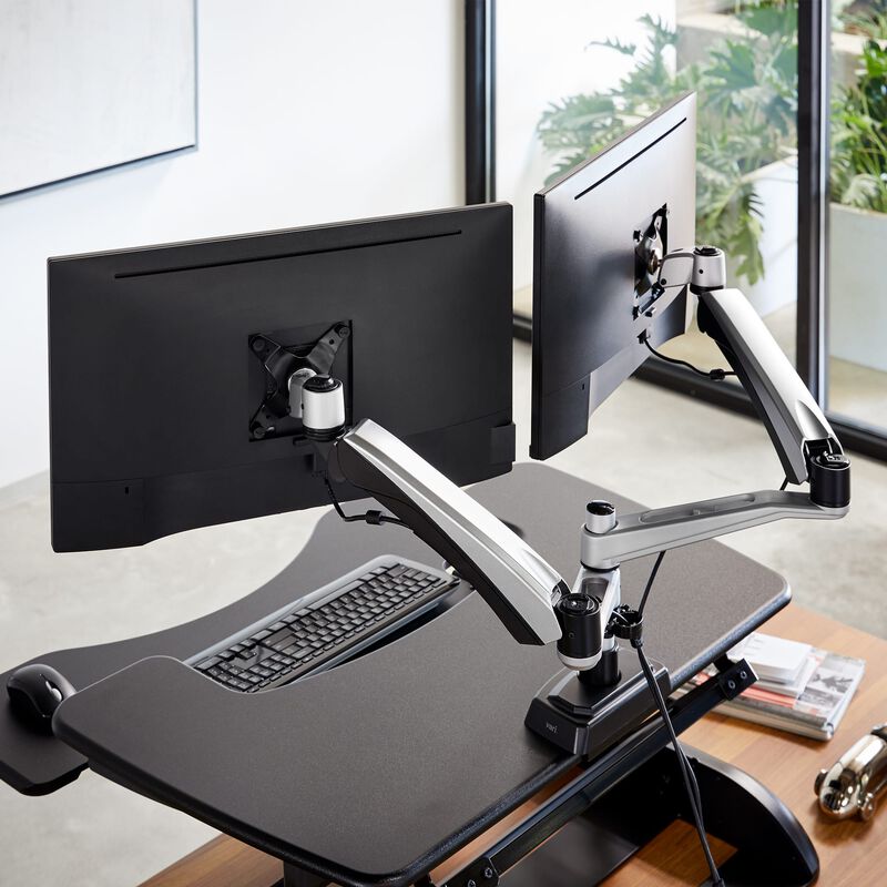 Vari Dual Monitor Arm - VESA Monitor Mount w/ 360 Degree Adjustment -  Monitors up to 27 inches, 19.8 lbs - Double Monitor Arms with Full  Adjustability