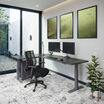 espresso wood l shape desk lowered