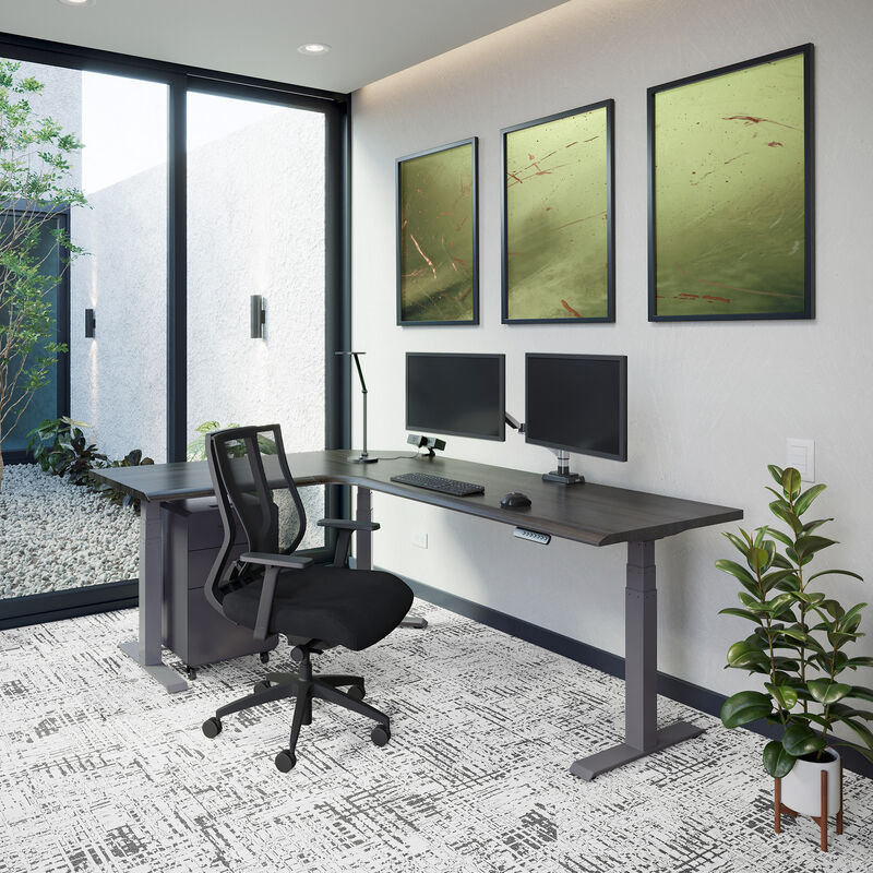 espresso wood l shape desk lowered image number null