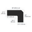 outside measurements are 27 and a half inches by 80 inches and 27 and a half inches by 60 inches. Inside dimensions are 52 inches by 32 and one quarter inches